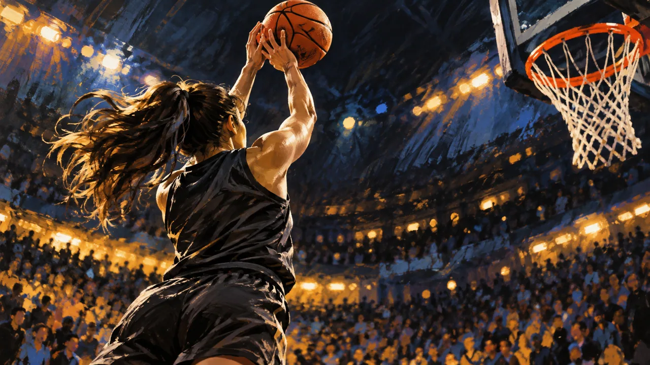 Illustrated basketball player taking a jump shot